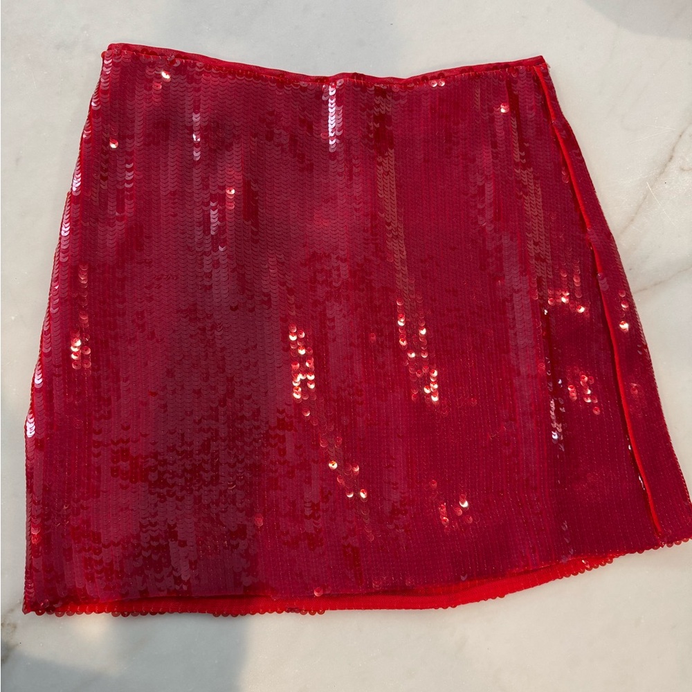 J. Crew Vibrant Red Sequin Mini Skirt